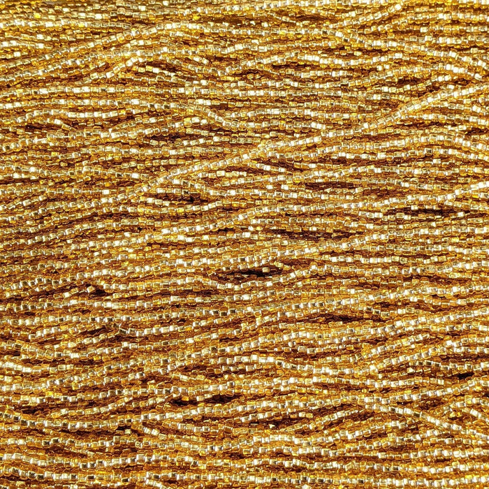 8/0 Transparent Dark Gold Silver-lined Czech Glass Seed Bead Strand (8BW87) - Beads and Babble