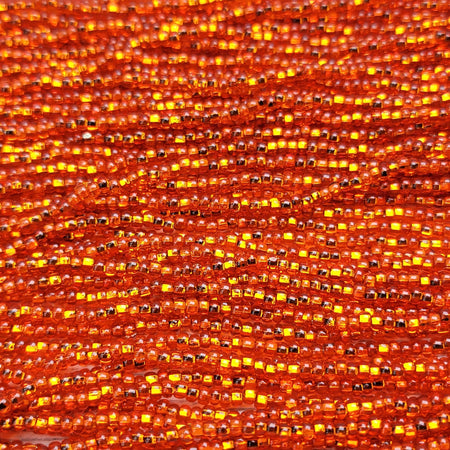 8/0 Transparent Dark Orange Silver-lined Czech Glass Seed Bead Strand (8CW112) - Beads and BabbleBeads