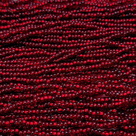 8/0 Transparent Garnet Silver-lined Czech Glass Seed Bead Strand (8CW115) - Beads and BabbleBeads