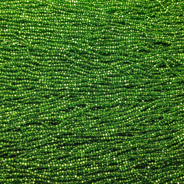 8/0 Transparent Silver-lined Green Czech Glass Seed Bead Strand (CW63) - Beads and Babble