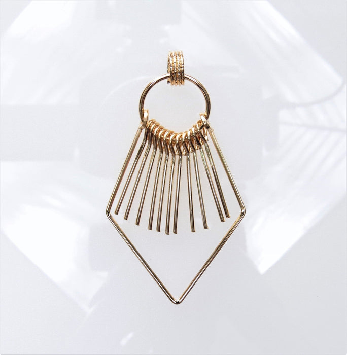 80x41x5mm Light Gold Metal Decorative Rhombus Tassel Earring Component/Pendant - Qty 1 (MB362) - Beads and Babble