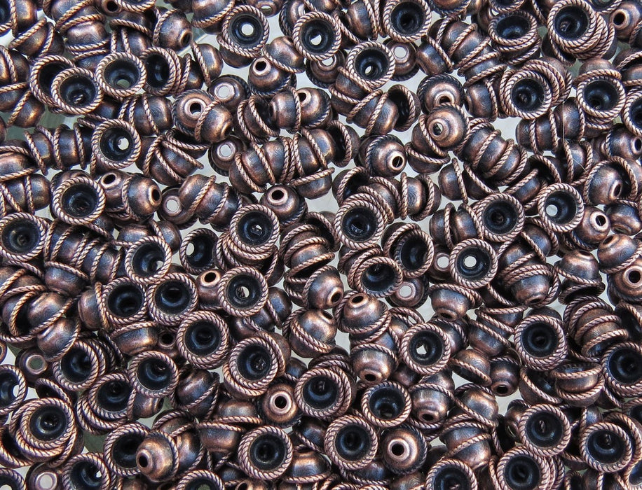 8mm (2mm Hole) Antique Copper Base Metal Bead Caps - Qty 20 (MB244) - Beads and Babble