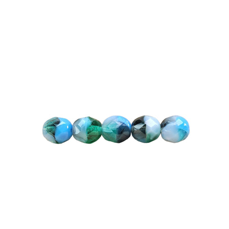 8mm Faceted 3-Tone Opaque Blue, Transparent Teal Green & Purple Czech Firepolish Glass Beads - Qty 25 (FP79) - Beads and BabbleBeads