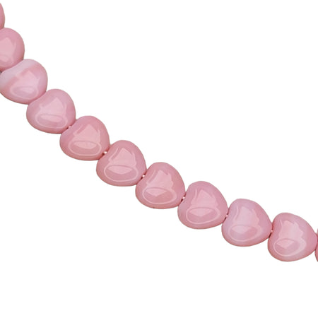 8mm Opaque Pink Czech Glass Heart Beads - Qty 20 (MISC127) - Beads and BabbleBeads
