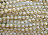 8mm Opaque White Picasso Edged Table Cut Firepolish Czech Glass Bicone Beads - 7 Inch Strand (XAW154) - Beads and Babble
