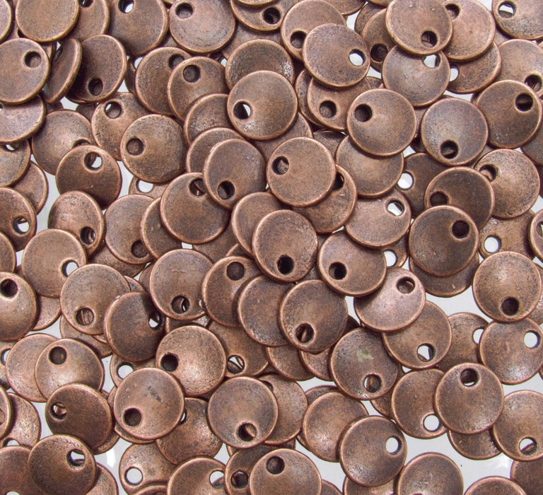 8x1.5mm Antique Copper Alloy Metal Lentil/Charm - Qty 10 (MB188) - Beads and Babble