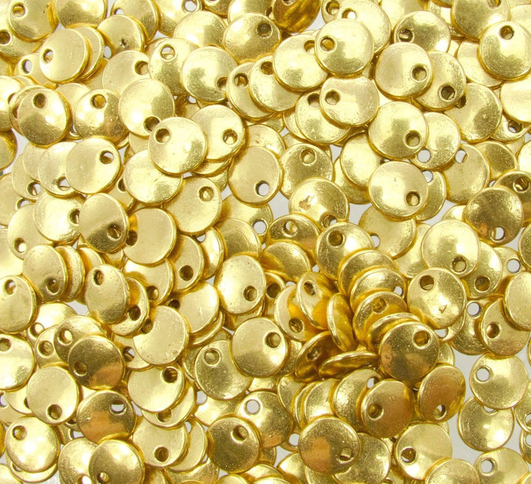 8x1.5mm Antique Gold Alloy Metal Lentil/Charm - Qty 10 (MB187) - Beads and Babble