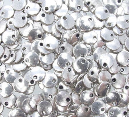 8x1.5mm Antique Silver Alloy Metal Lentil/Charm - Qty 10 (MB186) - Beads and Babble