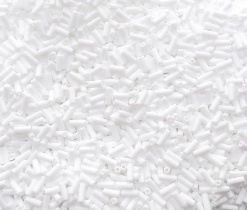 8x3mm Matte Opaque White Czech Glass Tube Beads 20 Grams (BU34) - Beads and Babble