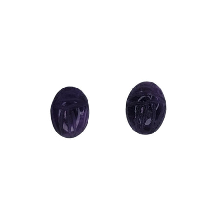 8x6mm Amethyst Carved Scarab Gemstone Cabochons - Qty 2 (CAB12) - Beads and Babble