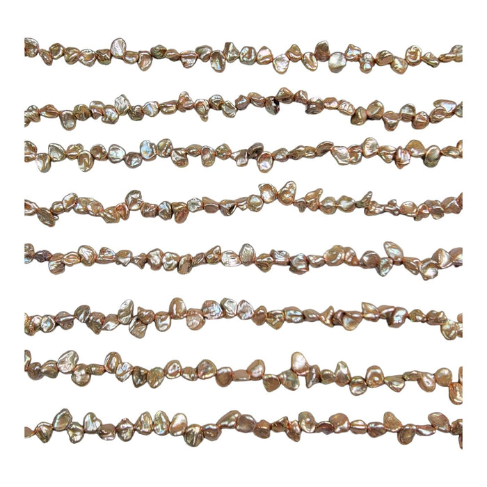 8x6mm Champagne Tip Drilled Keishi Pearls - 16 Inch Strand (PRL24) - Beads and BabbleBeads