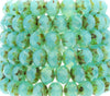 8x6mm Faceted Seafoam Green Opal Picasso Firepolish Czech Glass Rondell Beads - Qty 25 (FP48) - Beads and Babble