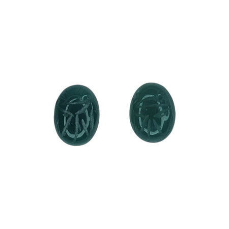 8x6mm Green Onyx Carved Scarab Gemstone Cabochons - Qty 2 (CAB11) - Beads and Babble