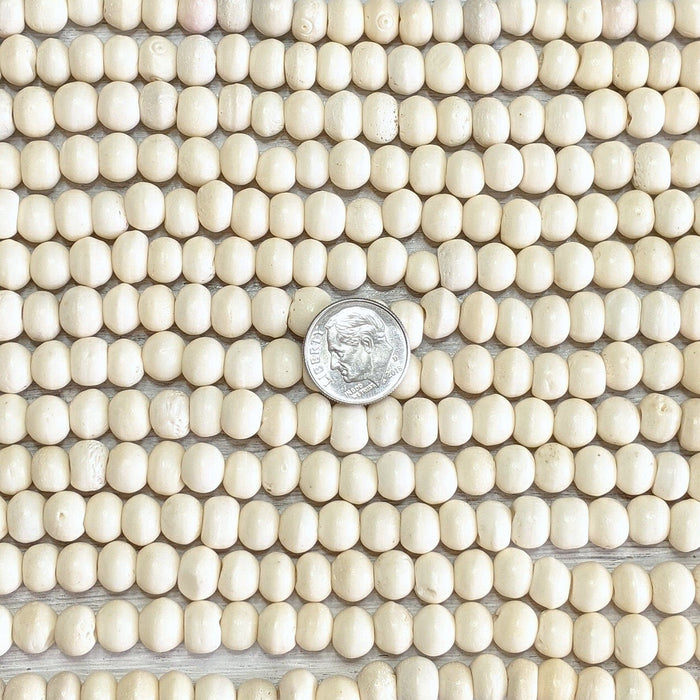 8x6mm Off White Water Buffalo Bone Rondelle Beads - 15 Inch Stand (AW28) - Beads and Babble
