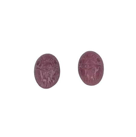 8x6mm Rhodonite Carved Scarab Gemstone Cabochons - Qty 2 (CAB13) - Beads and Babble