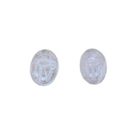 8x6mm Rose Quartz Carved Scarab Gemstone Cabochons - Qty 2 (CAB09) - Beads and Babble