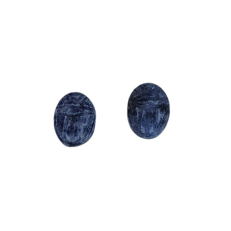 8x6mm Sodalite Carved Scarab Gemstone Cabochons - Qty 2 (CAB14) - Beads and Babble