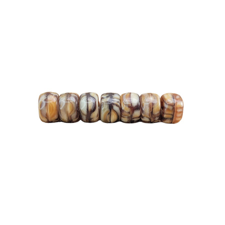 9mm 2 Tone Opaque Dark Brown & Beige Czech Glass Crow Beads - Qty 20 (RC29) - Beads and BabbleBeads