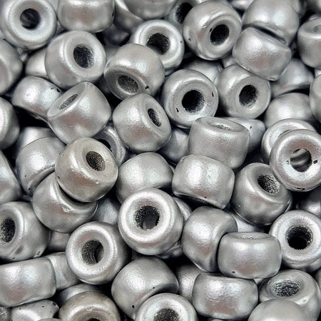 9mm Matte Silver Czech Glass Crow Beads - Qty 20 (RC17) - Beads and BabbleBeads