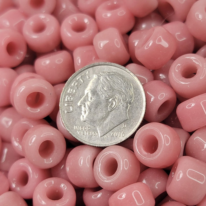 9mm Opaque Pink Czech Glass Crow Beads - Qty 20 (RC07) - Beads and BabbleBeads