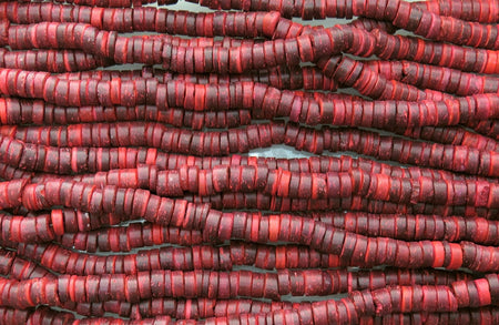9x4mm Red Natural Coconut Heishi Spacer Beads - 15 Inch Strand (NUC10) - Beads and Babble