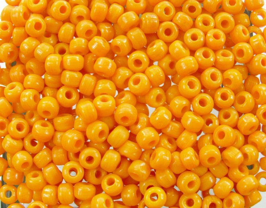 9x6mm (3mm hole) Opaque Pumpkin Orange Glass Crow Beads 20 Grams (AS55) - Beads and Babble