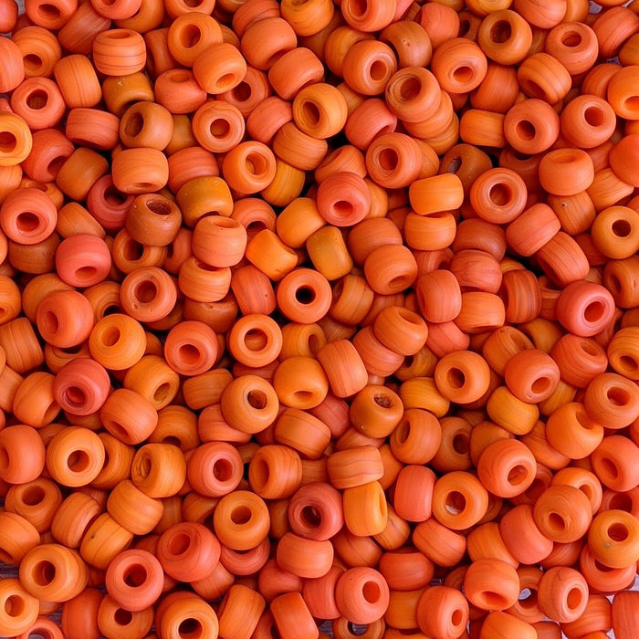 9x6mm (Large 3mm Hole Size) Matte Multi Shade Opaque Orange Mix Glass Crow Beads 40 Grams (UM50) - Beads and Babble