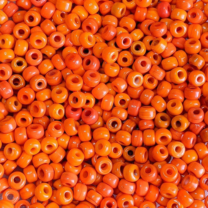 9x6mm (Large 3mm Hole Size) Multi Shade Opaque Orange Mix Glass Crow Beads 40 Grams (UM51) - Beads and Babble