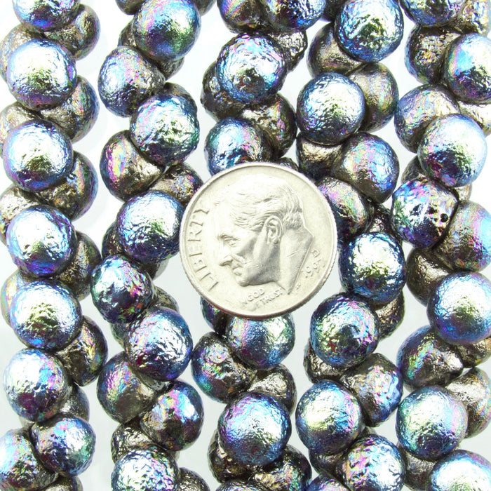 9x8mm Mercury AB Etched Czech Glass Mushroom Button Beads - Qty 30 (XAW149) - Beads and Babble