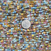Aged Denim & Daisy Picasso Mix Czech Glass 5mm Tile Beads, 4mm Hex Cut and 6/0 Czech Glass Seed Beads - 20 Inch Strand (BW29) - Beads and BabbleBeads