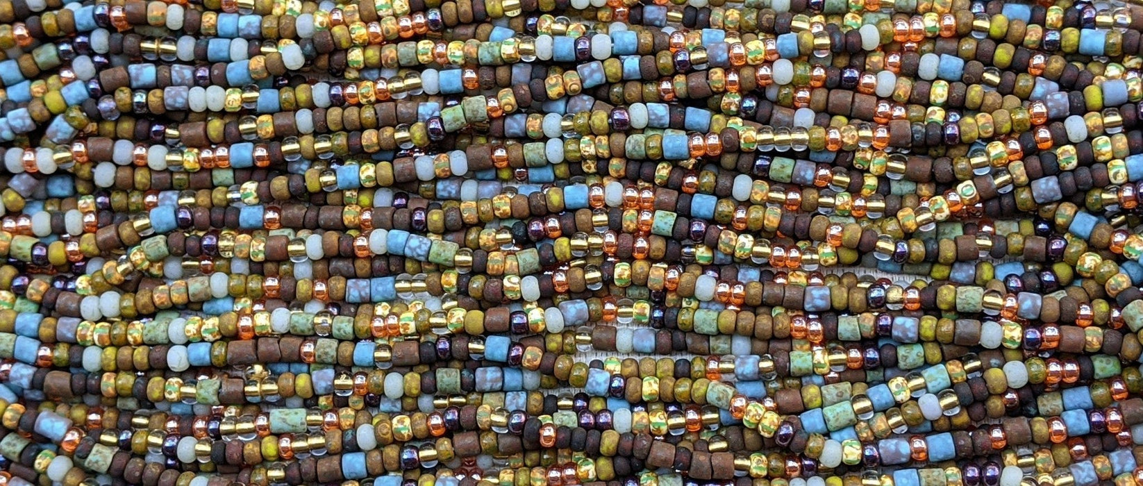 Aged Gypsy Peddler Picasso Stripe Mix Czech Glass 5mm Tile Beads and 6/0 Czech Glass Seed Beads - 20 Inch Strand (BW82) - Beads and Babble