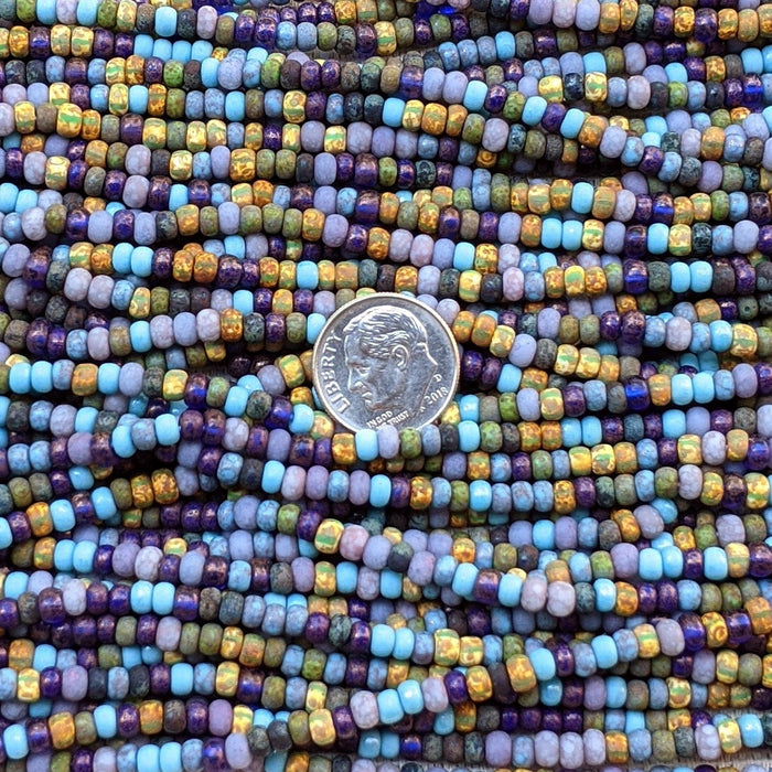 Aged Winter Frost Picasso Stripe Mix - Size 6/0 Czech Glass Seed Beads - 18 Inch Strand (BW78) - Beads and Babble