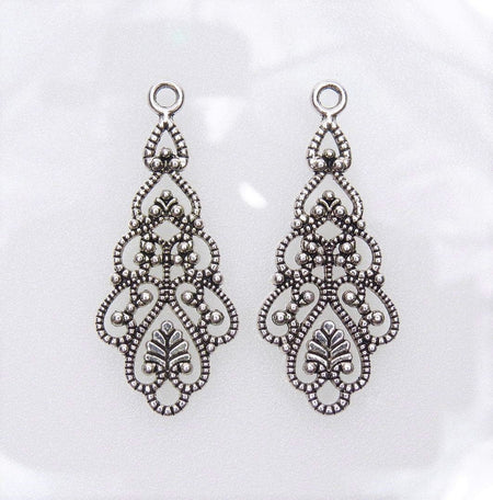 Antique Silver 41.5x18x3mm Alloy Metal Pendants/Connectors/Earring Findings - Qty 6 (MB344) - Beads and Babble