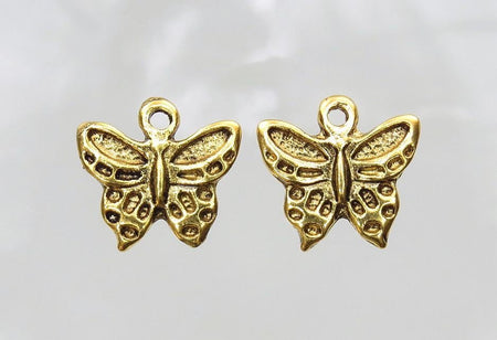 Butterfly 16.5x15mm Antique Gold Alloy Metal Charm/Small Pendant - Qty 10 (MB45A) - Beads and Babble