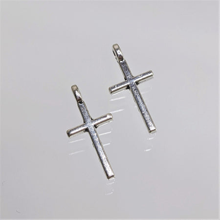 Cross 17x8x2mm Antique Silver Alloy Metal Charm/Small Pendant - Qty 10 (MB1) - Beads and Babble