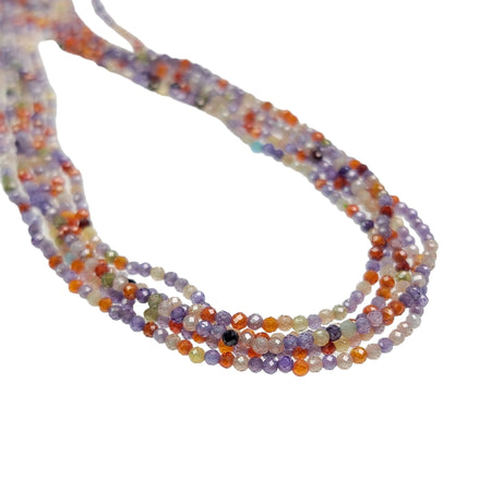 Cubic Zirconia Colorful Mix Gemstone Beads - 2mm Faceted Rounds - 15 Inch Strand (GEM90) - Beads and BabbleBeads