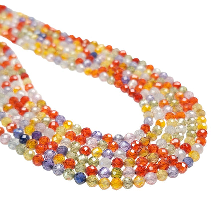Cubic Zirconia Colorful Mix Gemstone Beads - 4mm Faceted Rounds - 15 Inch Strand (GEM91) - Beads and BabbleBeads