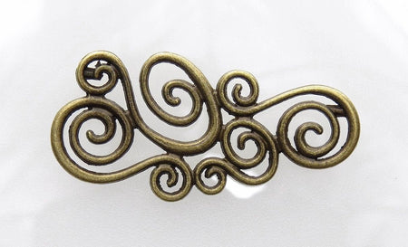 Decorative Spiral Antique Brass 51x25x1.5mm Alloy Metal Pendants/Necklace Links/Bracelet Connector Findings - Qty 2 (MB325) - Beads and Babble