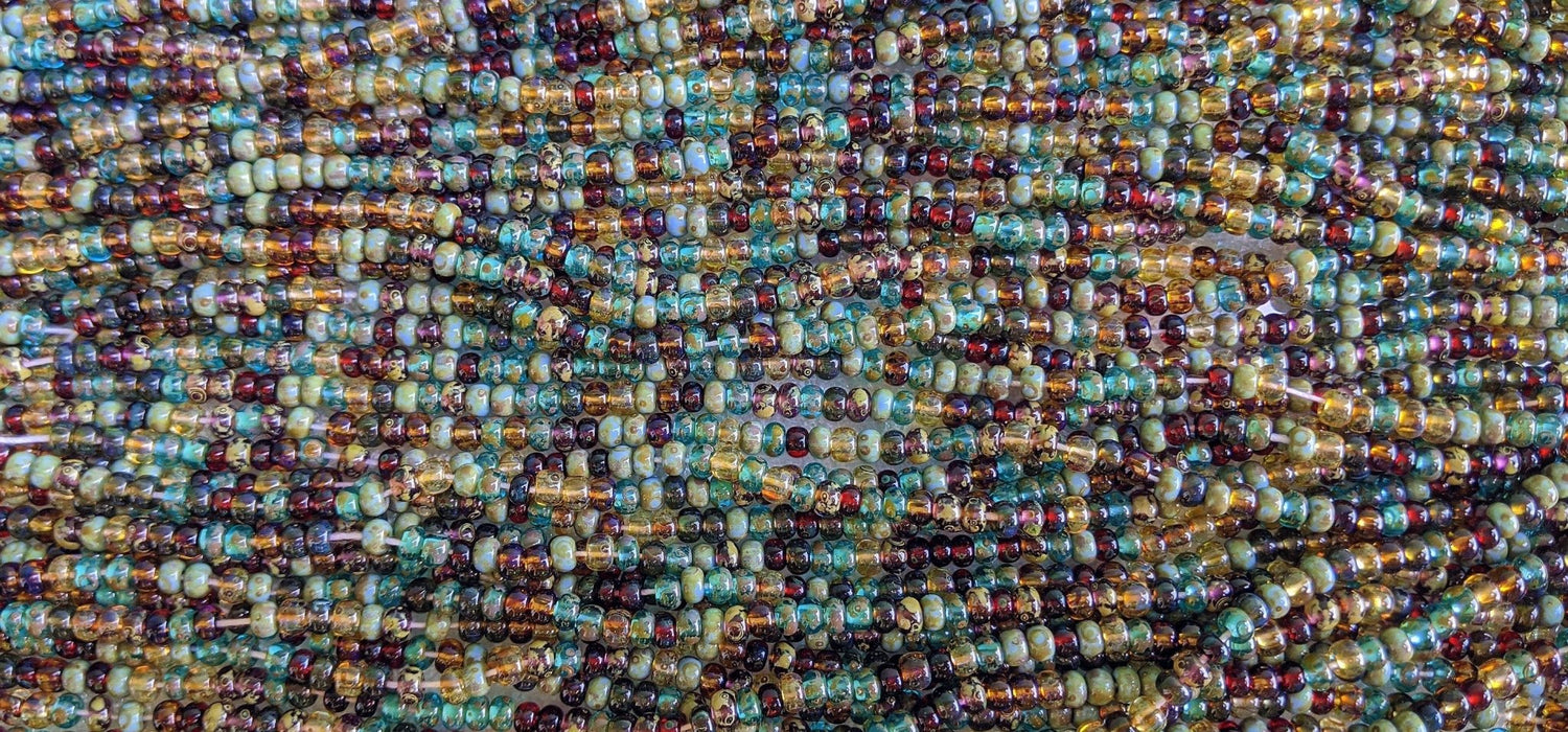 Exclusive Rainforest Picasso Mix - Size 6/0 Czech Glass Seed Beads - 20 Inch Strand (BW61) - Beads and Babble