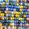 Glass Crow Beads - 9x6mm Opaque Luster Color Mix - Large Hole Beads - 24 Inch Strand (MISC69) - Beads and BabbleBeads