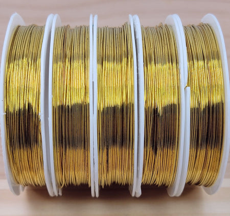 Gold - Copper Core 22 Gauge (0.60mm) Jewelry Wire - 25 Foot Spool (WIRE02) - Beads and Babble
