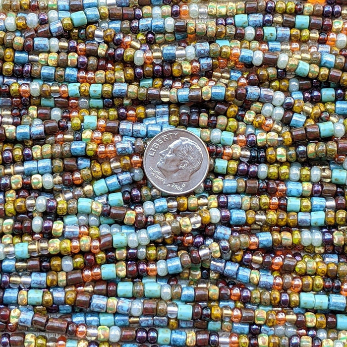 Gypsy Peddler Picasso Stripe Mix Czech Glass 5mm Tile Beads and 6/0 Czech Glass Seed Beads - 20 Inch Strand (BW81) - Beads and Babble
