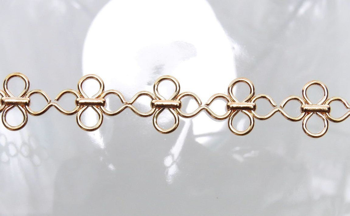 Handmade 12x6x2mm Clover Link Rose Gold Plated Iron Chain - Sold by the Foot - (CHM03A) - Beads and Babble