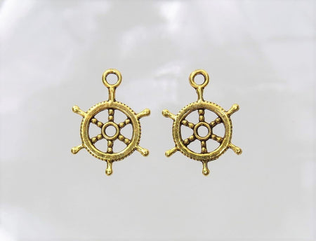 Helm 20x17x2mm Antique Gold Alloy Metal Charm/Small Pendant - Qty 10 (MB36A) - Beads and Babble