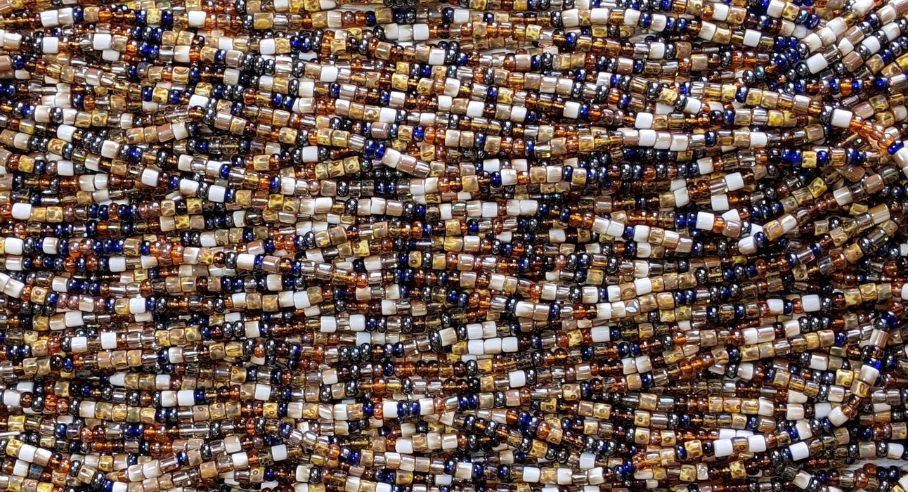 Honeycomb Picasso Mix Czech Glass 5mm Tile Beads and 6/0 Czech Glass Seed Beads - 20 Inch Strand (BW10) - Beads and Babble