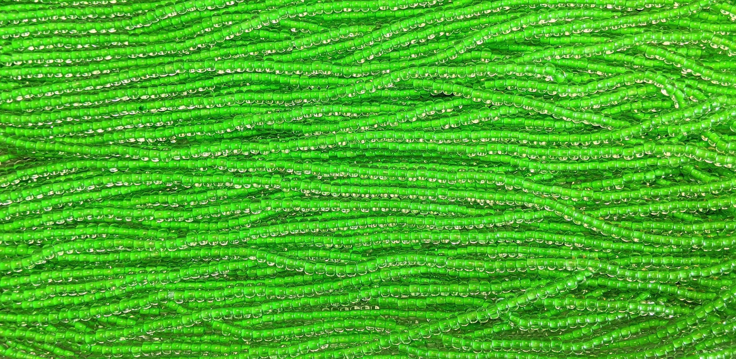 6/0 Transparent Crystal Green Lined Glow in the Dark UV Black Light Reactive Czech Glass Seed Bead Strand (6BW159) freeshipping - Beads and Babble