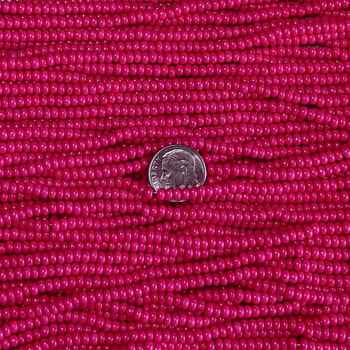 6/0 Opaque Dark Pink Terra Intensive Coated Czech Glass Seed Bead Strand (6BW169) freeshipping - Beads and Babble