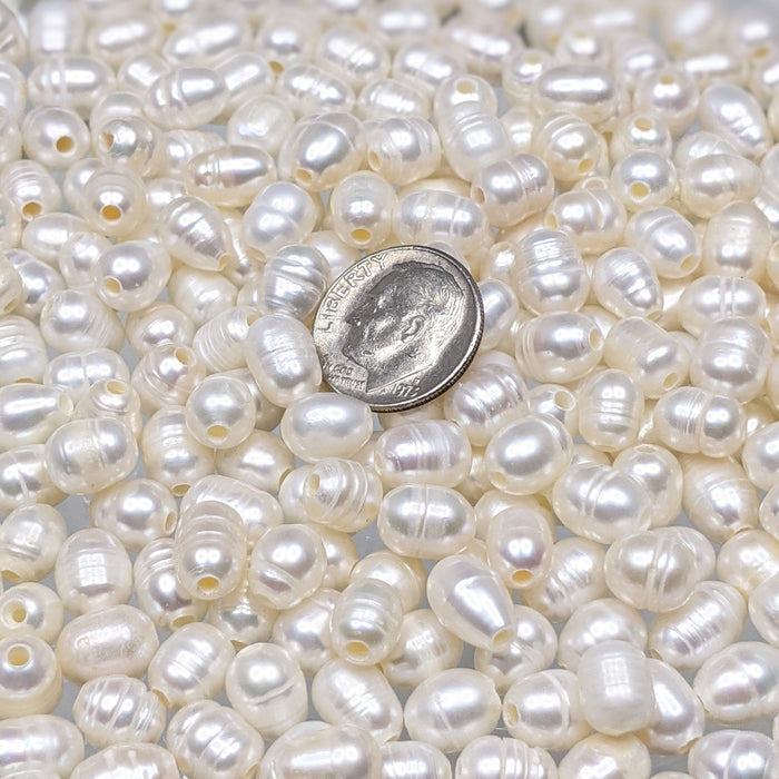 Ivory Large Hole 1.80mm Cultured Freshwater Pearl Beads - Qty 20 (PRL15) - Beads and Babble