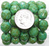 Large 10mm Faceted Opaque Green Turquoise Picasso Czech Firepolished Glass Beads - Qty 10 (FP03) - Beads and Babble