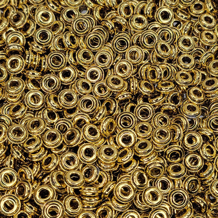 Large 2.4mm Hole 6x2.5mm Antique Gold Alloy Metal Saucer Spacer Beads - Qty 50 (MB426) - Beads and Babble